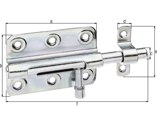 Kovová dverová západka s otvormi pre skrutky a rozmermi