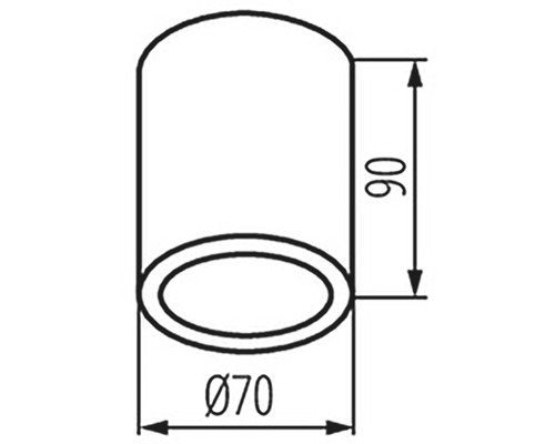 Technický nákres valcového výrobku s priemerom 70 milimetrov a výškou 90 milimetrov