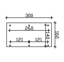 Technický nákres s rozmermi 300, 160, 260, 140 a 121