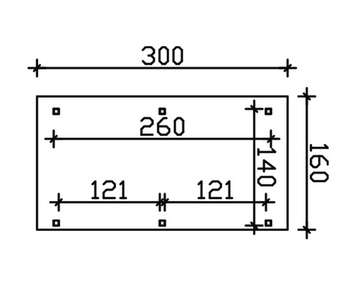 Technický nákres s rozmermi 300, 160, 260, 140 a 121