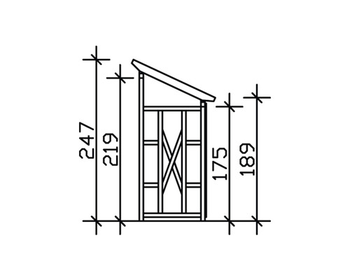 Technický výkres záhradného domčeka s rozmermi