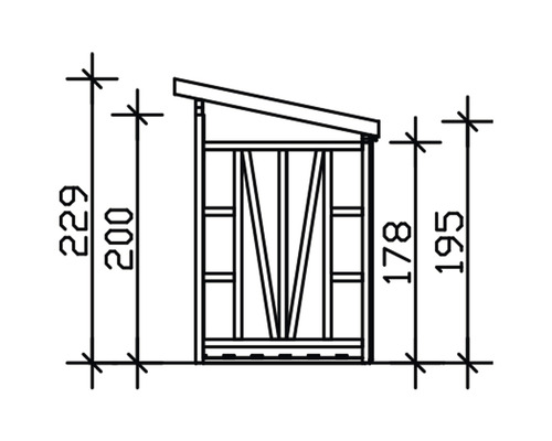 Technický výkres drevenej police s rozmermi