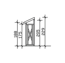 Technický nákres záhradného domčeka s rozmermi