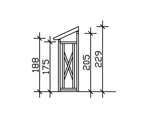 Technický nákres záhradného domčeka s rozmermi