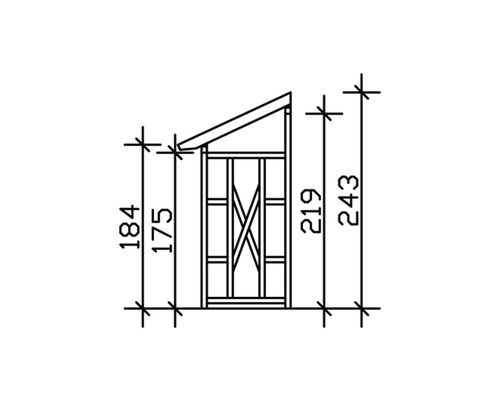 Technický nákres záhradného domčeka s rozmermi