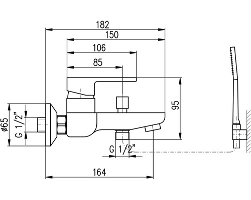 Technický nákres armatúry s rozmermi