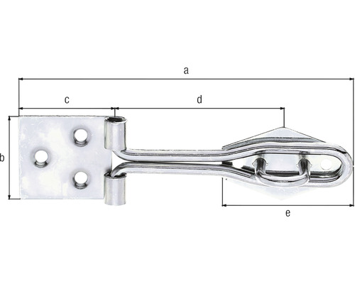 Rozmery kovového otočného závoru s upevňovacou doskou a okom