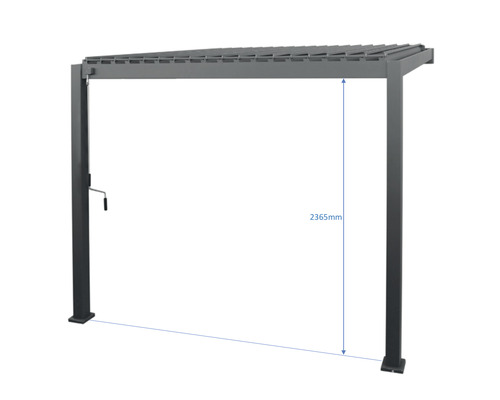 Pergola s výškou 2365 mm.