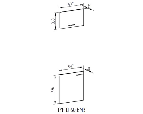 Technický nákres kúpeľňovej skrinky s rozmermi