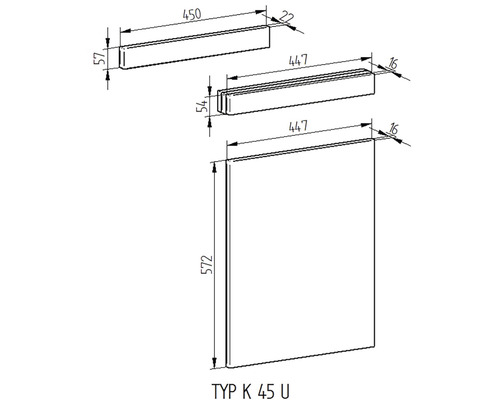 Technický nákres skrine s rozmermi