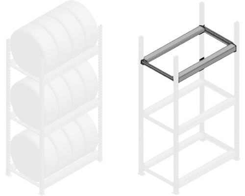 Kovový regál s rámom na uskladnenie sudov