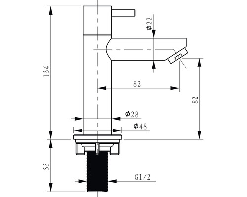Technický nákres armatúry s rozmermi