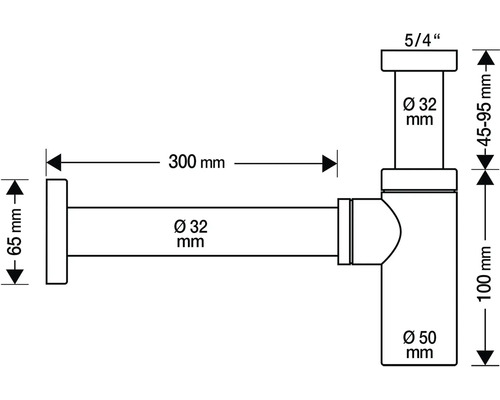 Nákres sifónu s rozmermi