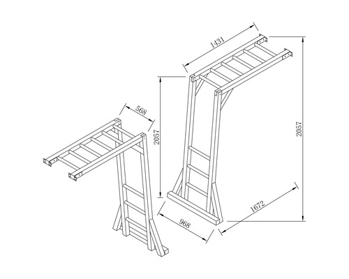 Technický nákres rebrín s rozmermi