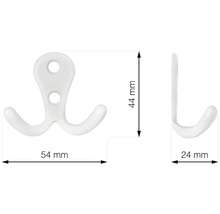 Dvojitý háčik s rozmermi 44 mm výška, 54 mm šírka a 24 mm hĺbka.