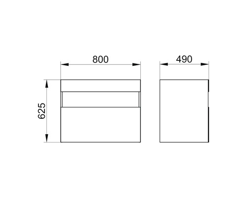 Technický nákres skrinky pod umývadlo s rozmermi