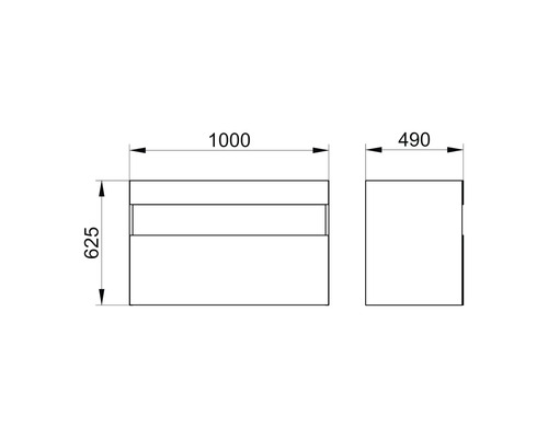 Technický výkres skrinky pod umývadlo s rozmermi