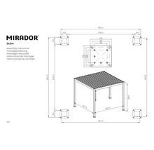 Montážny návod pre altánok Mirador 3x3 metre s rozmermi