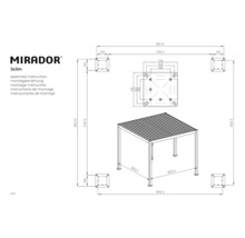Montážny návod pre altánok Mirador 3x3 metre s rozmermi