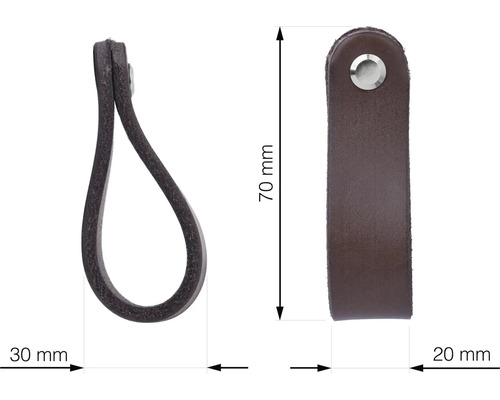 Kožená nábytková úchytka s rozmermi