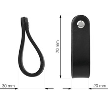 Kožená nábytková úchytka, zobrazené rozmery