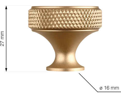 Kovový nábytkový gombík, výška 27 mm, priemer 16 mm