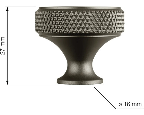 Nábytkový gombík s priemerom 16 mm a výškou 27 mm