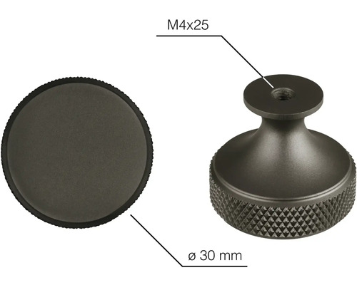 Nábytkový gombík, priemer 30 mm, upevňovacia skrutka M4x25