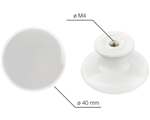 Keramická nábytková gombička, priemer 40 milimetrov, závit M4