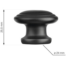 Kovový gombík na skrinku, priemer 24 milimetrov, výška 25,5 milimetrov