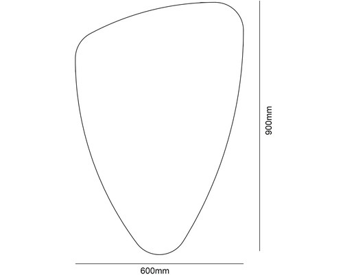 Nákres zrkadla so šírkou 600 mm a výškou 900 mm