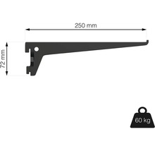 Policový nosník s rozmermi 250 mm dĺžka a 72 mm výška. Nosnosť až 60 kg.