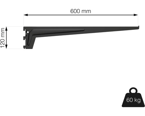 Konzola police s dĺžkou 600 mm a nosnosťou 60 kg
