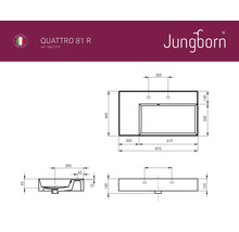 Technický nákres umývadla Jungborn Quattro 81 R s rozmermi