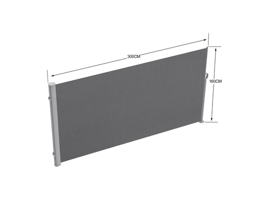 Výsuvná bočná markíza s dĺžkou 300 cm a výškou 160 cm.