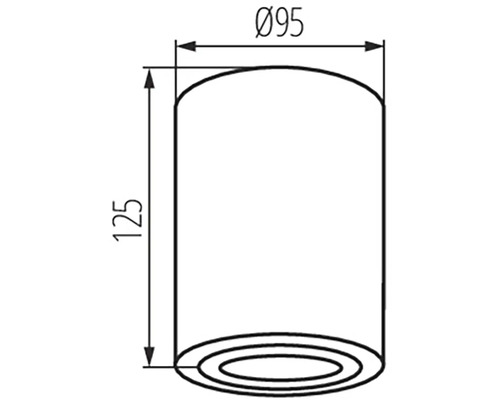 Technický nákres valcového výrobku s priemerom 95 milimetrov a výškou 125 milimetrov.