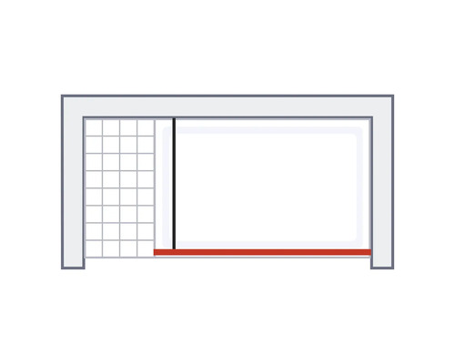 Sprchovací kút s posuvnými dverami a rastrom