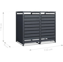 Dvojitý box na odpadkové koše s rozmermi 116 x 132 x 80 cm