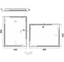 Technický nákres zrkadla s rozmermi 600 x 800 mm a 800 x 600 mm