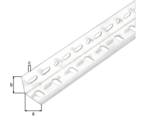 Dierovaný uholník z kovu s rozmermi