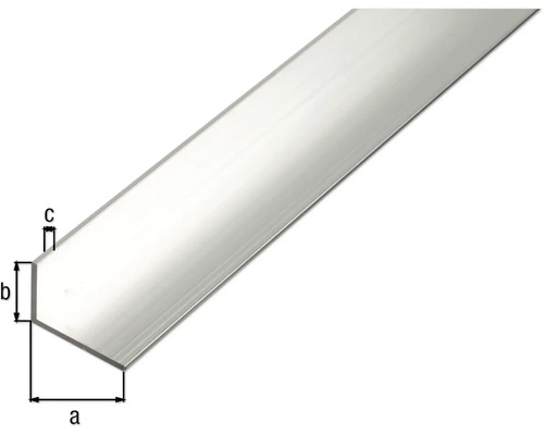 Hliníkový uholník s rozmermi a, b a c