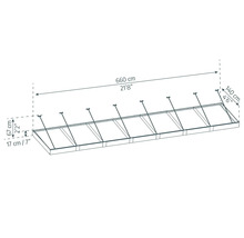 Schéma prestrešenia s rozmermi 660 cm dĺžka, 140 cm šírka a 67 cm výška