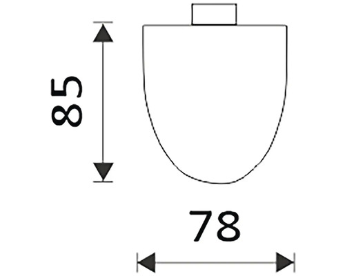 Technický nákres toalety s rozmermi 85 milimetrov výšky a 78 milimetrov šírky.