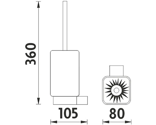 Technický nákres WC súpravy s rozmermi