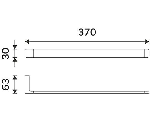 Technický nákres profilu s rozmermi 370, 30 a 63.
