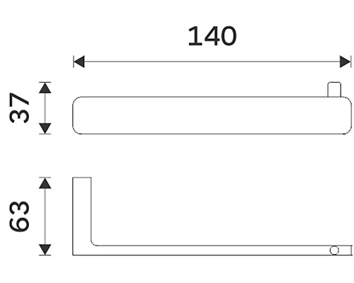 Technický výkres držiaka na uteráky s rozmermi