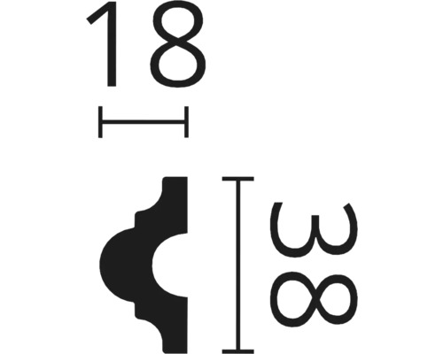 Rozmery ozdobnej lišty: 18 krát 38 milimetrov
