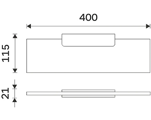 Technický nákres nábytkovej rukoväte s rozmermi