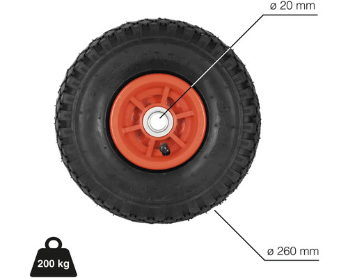 Koliesko pre fúrik s priemerom 260 mm a nosnosťou 200 kg