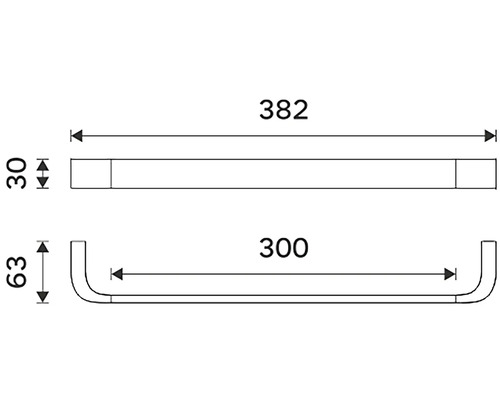 Technický nákres držiaka na uteráky s rozmermi